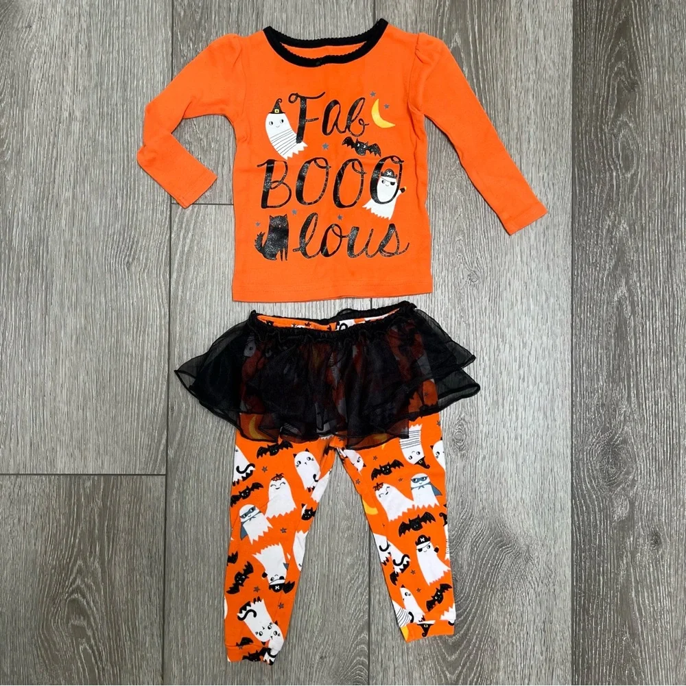 CARTERS 3PC HALLOWEEN LONG SLEEVE PAJAMAS WITH TUTU 12MO